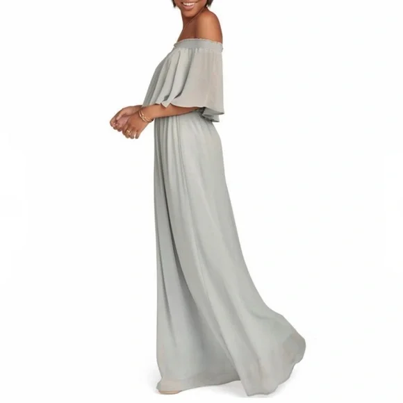 SHOW ME YOUR MUMU GRAY OFF-THE-SHOULDER RUFFLE MAXI DRESS - Picture 5 of 10